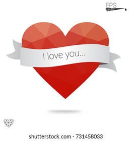 Light Blue, Green vector abstract glitter heart shape on white background in love concept for valentine's day with sweet and romantic moment. Polygonal design for your business.