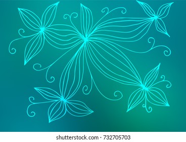 Light Blue, Green vector abstract doodle template. Colorful abstract illustration with lines in Asian style. The elegant pattern can be used as a part of a brand book.