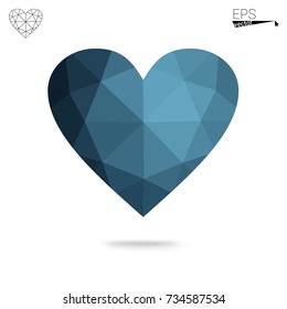 Light Blue, Green vector abstract glitter heart shape on white background in love concept for valentine's day with sweet and romantic moment. Polygonal design for your business.