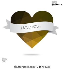 Light Blue, Green vector abstract glitter heart shape on white background in love concept for valentine's day with sweet and romantic moment. Polygonal design for your business.