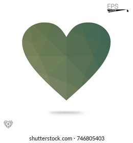 Light Blue, Green vector abstract Triangle Geometrical Heart on white polygonal background. Happy Valentine's Day Greeting Card. Stock template for your design.