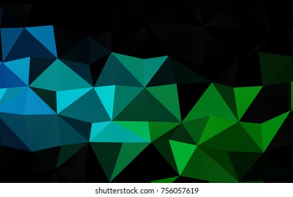 Light Blue, Green vector abstract polygonal pattern. Triangular geometric sample with gradient.  A completely new template for your business design.