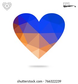 Light Blue, Green vector abstract Triangle Geometrical Heart on white polygonal background. Happy Valentine's Day Greeting Card. Stock template for your design.