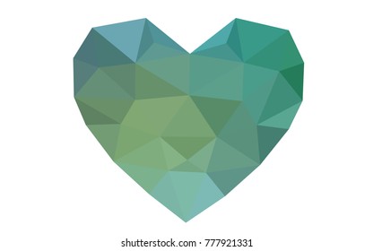 Light Blue, Green vector abstract glitter heart shape on white background in love concept for valentine's day with sweet and romantic moment. Polygonal design for your business.