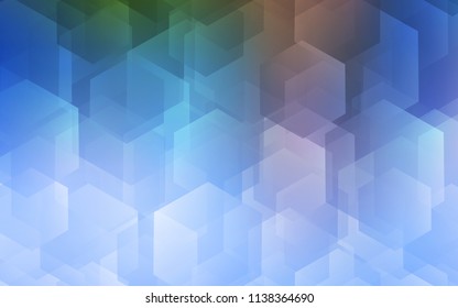 Light Blue, Green vector backdrop with hexagons. Design in abstract style with hexagons. Pattern can be used for landing pages.