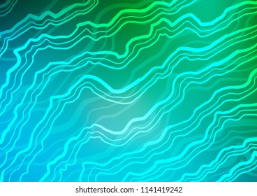 Light Blue, Green vector backdrop with bent lines. Creative illustration in halftone marble style with gradient. Pattern for your business design.