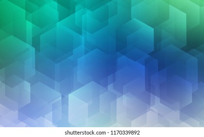 Light Blue, Green vector backdrop with hexagons. Illustration of colored hexagons on white surface. New template for your brand book.