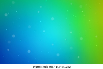 Light Blue, Green vector backdrop with dots. Beautiful colored illustration with blurred circles in nature style. Pattern can be used as texture of wallpapers.