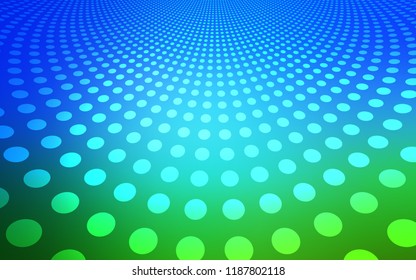 Light Blue, Green vector backdrop with dots. Blurred bubbles on abstract background with colorful gradient. Pattern can be used as texture of wallpapers.