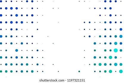 Light Blue, Green vector backdrop with dots. Beautiful colored illustration with blurred circles in nature style. Pattern of water, rain drops.