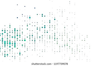 Light Blue, Green vector backdrop with dots. Modern abstract illustration with colorful water drops. Pattern for ads, booklets.