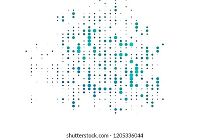 Light Blue, Green vector backdrop with dots. Abstract illustration with colored bubbles in nature style. Pattern of water, rain drops.