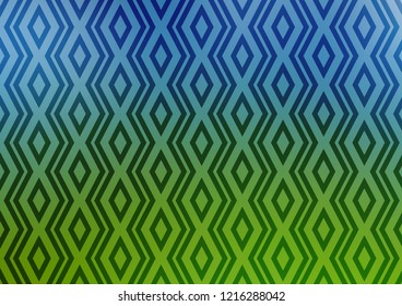 Light Blue, Green vector backdrop with lines, cubes. Glitter abstract illustration with colorful lines, rhombuses. Best design for your ad, poster, banner.
