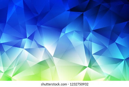Light Blue, Green vector backdrop with lines, triangles. Triangles on abstract background with colorful gradient. Pattern can be used for websites.