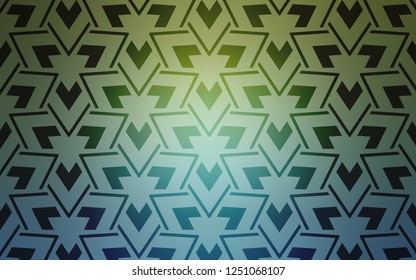 Light Blue, Green vector backdrop with lines, triangles. Triangles on abstract background with colorful gradient. Pattern for booklets, leaflets