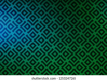 Light Blue, Green vector backdrop with lines, cubes. Colorful lines, squares on abstract background with gradient. Pattern for ads, posters, banners.