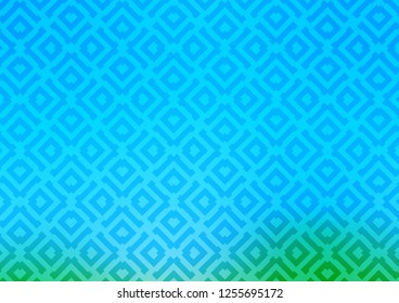 Light Blue, Green vector backdrop with lines, cubes. Glitter abstract illustration with colorful lines, rhombuses. Pattern for ads, posters, banners.