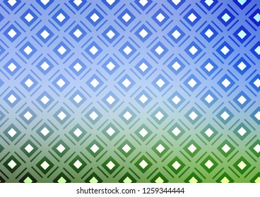 Light Blue, Green vector backdrop with lines, cubes. Colorful decorative design in simple style with lines, rhombuses. Backdrop for TV commercials.