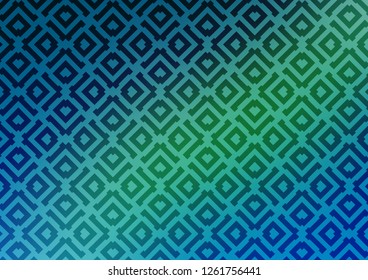 Light Blue, Green vector backdrop with lines, cubes. Colorful lines, squares on abstract background with gradient. Backdrop for TV commercials.