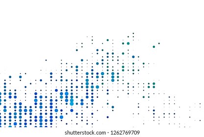 Light Blue, Green vector backdrop with dots. Blurred bubbles on abstract background with colorful gradient. Pattern for ads, booklets.