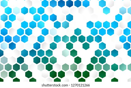 Light Blue, Green vector backdrop with hexagons. Design in abstract style with hexagons. Pattern can be used for landing pages.