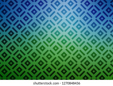 Light Blue, Green vector backdrop with lines, cubes. Glitter abstract illustration with colorful lines, rhombuses. Pattern for business booklets, leaflets.