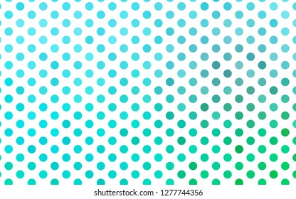 Light Blue, Green vector backdrop with dots. Modern abstract illustration with colorful water drops. Template for your brand book.