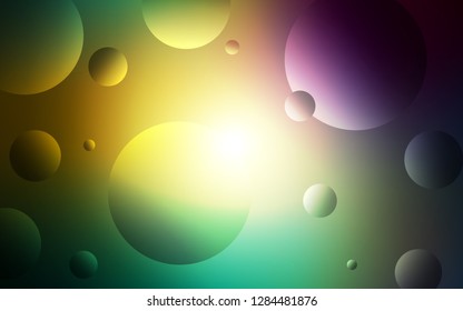 Light Blue, Green vector backdrop with dots. Abstract illustration with colored bubbles in nature style. Pattern can be used for ads, leaflets.