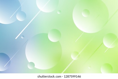 Light Blue, Green vector backdrop with dots. Glitter abstract illustration with blurred drops of rain. Pattern can be used for futuristic ad, booklets.