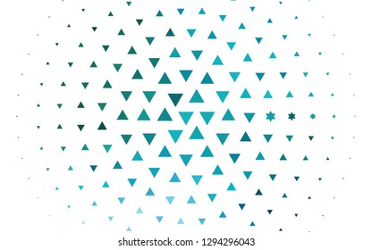Light Blue, Green vector backdrop with lines, triangles. Triangles on abstract background with colorful gradient. Pattern for commercials.