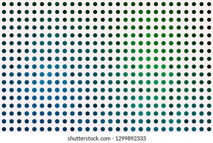 Light Blue, Green vector backdrop with dots. Glitter abstract illustration with blurred drops of rain. Pattern for ads, leaflets.