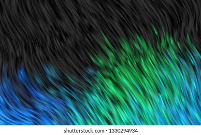 Light Blue, Green vector backdrop with bent lines. Blurred geometric sample with gradient bubbles.  The best blurred design for your business.