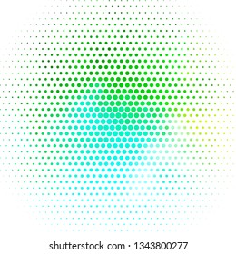 Light Blue, Green vector backdrop with circles. Colorful illustration with gradient dots in nature style. New template for your brand book.