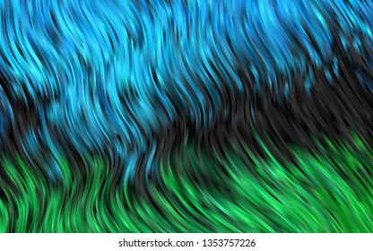 Light Blue, Green vector backdrop with bent lines. Creative illustration in halftone marble style with gradient. The elegant pattern for brand book.