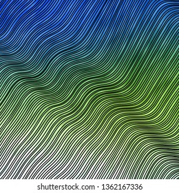 Light Blue, Green vector backdrop with circular arc. Bright sample with colorful bent lines, shapes. Pattern for busines booklets, leaflets