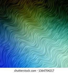 Light Blue, Green vector backdrop with curves. Bright sample with colorful bent lines, shapes. Pattern for busines booklets, leaflets