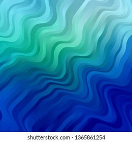 Light Blue, Green vector backdrop with curves. Abstract gradient illustration with wry lines. Template for cellphones.