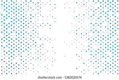 Light Blue, Green vector backdrop with dots. Glitter abstract illustration with blurred drops of rain. Pattern for ads, leaflets.