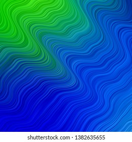 Light Blue, Green vector backdrop with curves. Abstract gradient illustration with wry lines. Design for your business promotion.