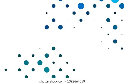 Light Blue, Green vector backdrop with dots. Blurred decorative design in abstract style with bubbles. Pattern for beautiful websites.