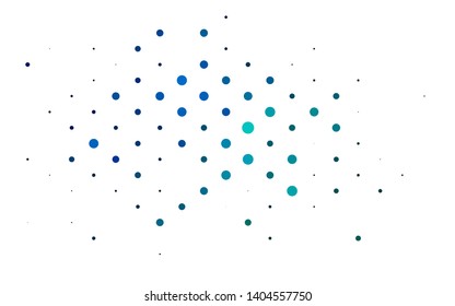 Light Blue, Green vector backdrop with dots. Blurred bubbles on abstract background with colorful gradient. Design for business adverts.
