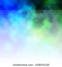 Light Blue, Green vector backdrop with cumulus. Abstract colorful clouds on gradient illustration. Beautiful layout for uidesign.