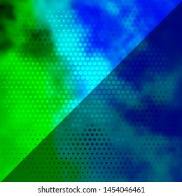 Light Blue, Green vector backdrop with circles. Colorful illustration with gradient dots in nature style. Design for posters, banners.