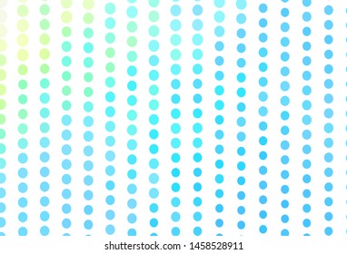 Light Blue, Green vector backdrop with dots. Blurred bubbles on abstract background with colorful gradient. Design for poster, banner of websites.