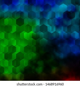 Light Blue, Green vector backdrop with hexagons. Abstract illustration with colorful hexagons. Pattern for your ad, booklets.