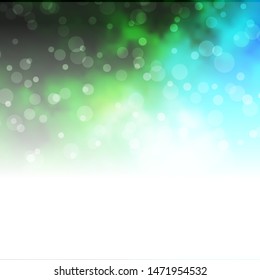 Light Blue, Green vector backdrop with circles. Glitter abstract illustration with colorful drops. Design for posters, banners.