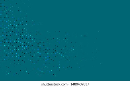 Light Blue, Green vector backdrop with dots. Modern abstract illustration with colorful water drops. Pattern for ads, leaflets.