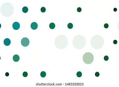 Light Blue, Green vector backdrop with dots. Beautiful colored illustration with blurred circles in nature style. Template for your brand book.