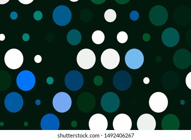 Light Blue, Green vector backdrop with dots. Abstract illustration with colored bubbles in nature style. Design for posters, banners.