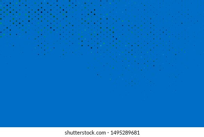 Light Blue, Green vector backdrop with dots. Beautiful colored illustration with blurred circles in nature style. Design for posters, banners.